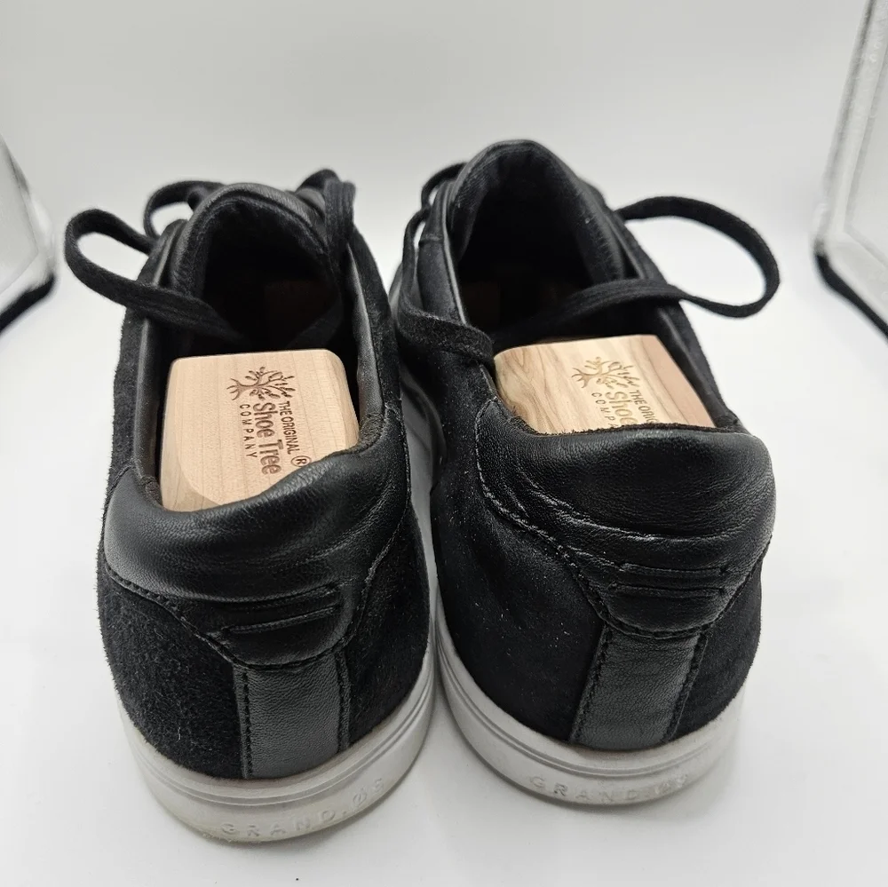 Cole Haan Grand.OS Women Size 10.5 B Black Leather Suede Low Top Casual Sneakers